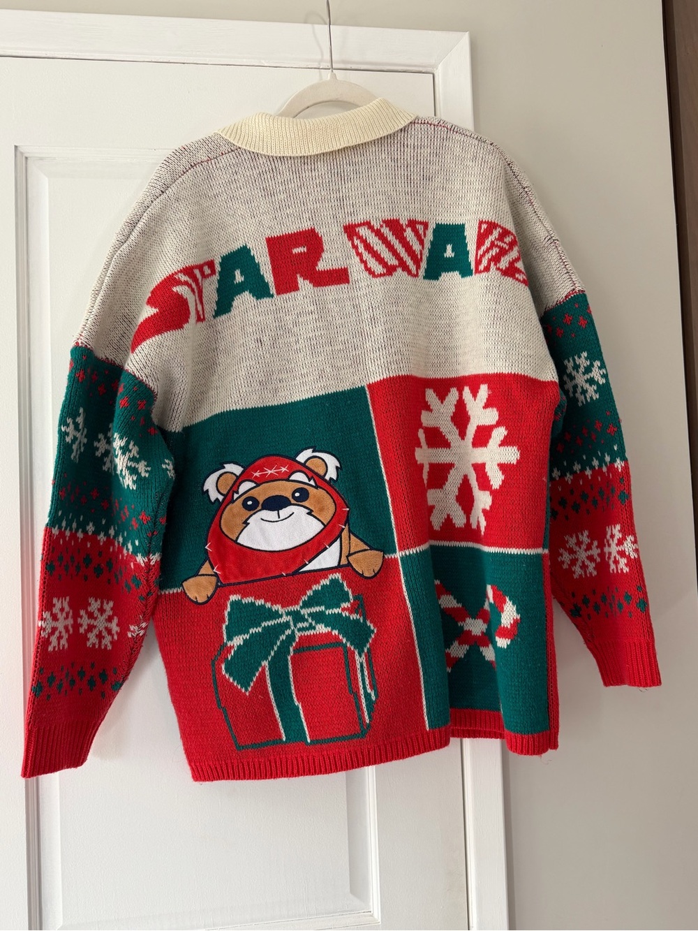 Disney Star Wars Zip Up Sweater - Ewok Holiday Graphic with Flaw